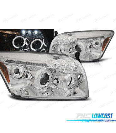 FAROS PARA DODGE CALIBER 06-12 OJOS ANGEL LED CROMADOS