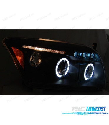 FAROS PARA DODGE CALIBER 06-12 OJOS ANGEL LED NEGROS