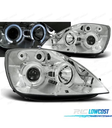 FAROS PARA FORD FIESTA MK6 02-05 OJOS ANGEL CROMADOS