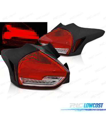 PILOTOS PARA FORD FOCUS MK3 15-18 LED DINÁMICOS ROJO CLARO