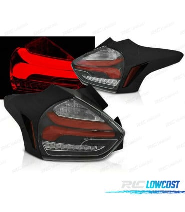 PILOTOS PARA FORD FOCUS MK3 15-18 FULL LED DINÁMICOS NEGRO ROJO