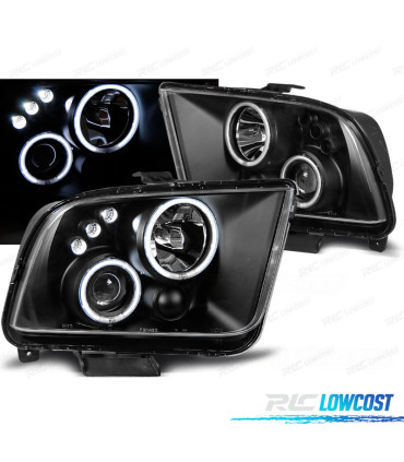 FAROS FORD MUSTANG 04-09 OJOS ANGEL LED NEGROS