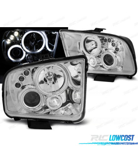 FAROS FORD MUSTANG 04-09 OJOS ANGEL LED CROMADOS
