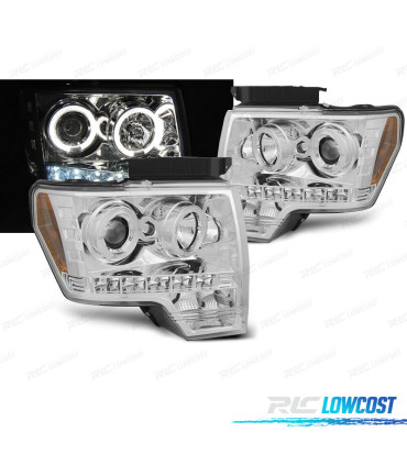 FAROS PARA FORD F150 08-14 OJOS ANGEL LED CROMADO