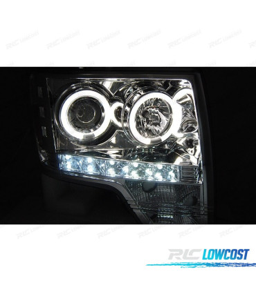 FAROS PARA FORD F150 08-14 OJOS ANGEL LED CROMADO