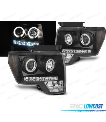 FAROS PARA FORD F150 08-14 OJOS ANGEL LED NEGRO