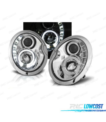 FAROS MINI COOPER R50 R52 R53 01-06 LUZ DIURNA CROMADOS