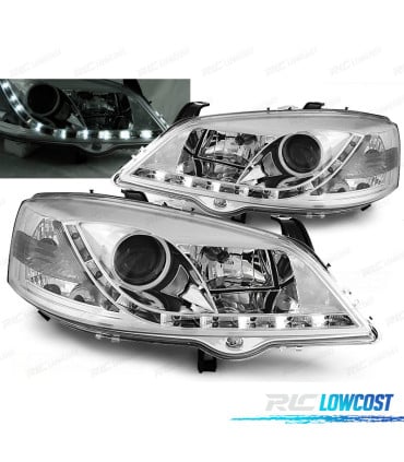 FAROS PARA OPEL ASTRA G 97-04 LUZ DIURNA CROMADOS