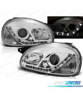 FAROS PARA OPEL CORSA B 93-00 LUZ DIURNA CROMADOS