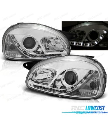 FAROS PARA OPEL CORSA B 93-00 LUZ DIURNA CROMADOS