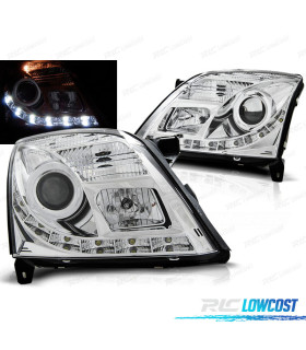 FAROS PARA OPEL VECTRA C 02-05 LUZ DIURNA LED CROMADOS