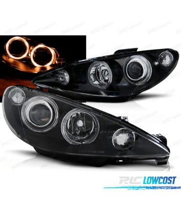FAROS PARA PEUGEOT 206 02- OJOS ANGEL NEGROS 4K
