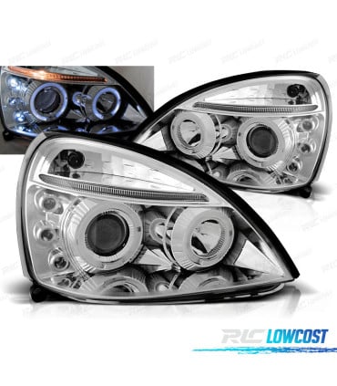 FAROS OJOS ANGEL PARA RENAULT CLIO II 01-05 LED CROMADOS