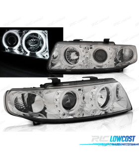 FAROS PARA SEAT LEON Y TOLEDO 99-05 OJOS ANGEL CCFL FONDO CROMO