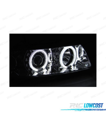 FAROS PARA SEAT LEON Y TOLEDO 99-05 OJOS ANGEL CCFL FONDO CROMO