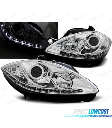 FAROS PARA SEAT LEON Y ALTEA 09-12 LUZ DIURNA FONDO CROMO