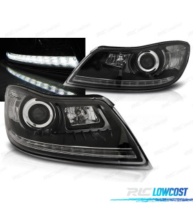 FAROS PARA SKODA OCTAVIA 08-13 LUZ DIURNA REAL DRL NEGROS