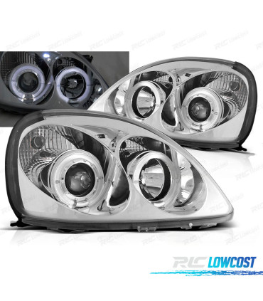 FAROS PARA TOYOTA YARIS 99-03 OJOS ANGEL CROMADOS