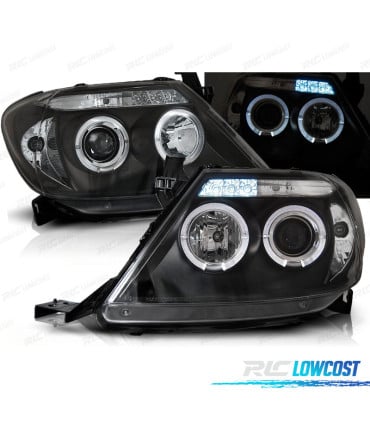 FAROS PARA TOYOTA HILUX 05-11 LED OJOS ANGEL NEGROS