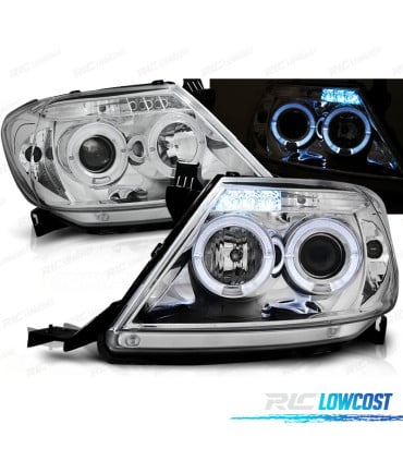 FAROS PARA TOYOTA HILUX 05-11 LED OJOS ANGEL CROMO