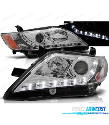 FAROS PARA TOYOTA CAMRY 6 XV40 06-09 LUZ DIURNA LED CROMO