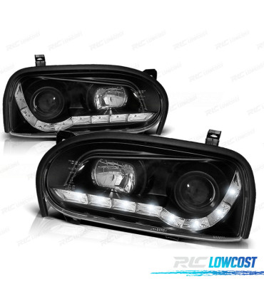 FAROS PARA VOLKSWAGEN VW GOLF 3 91-97 LED DIURNA NEGROS