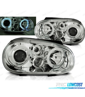 FAROS VOLKSWAGEN VW GOLF 4 OJOS ANGEL CROMO
