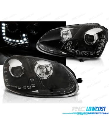 FAROS VOLKSWAGEN VW GOLF 5 03-09 LUZ DIURNA TRU DRL NEGROS