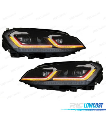 FAROS VOLKSWAGEN VW GOLF 7 12-17 LOOK 7.5 GTI DRL DINAMICOS ROJO NEGROS