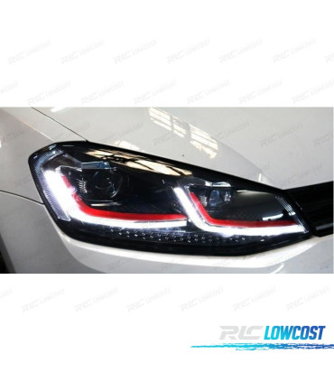 FAROS VOLKSWAGEN VW GOLF 7 12-17 LOOK 7.5 GTI DRL DINAMICOS ROJO NEGROS