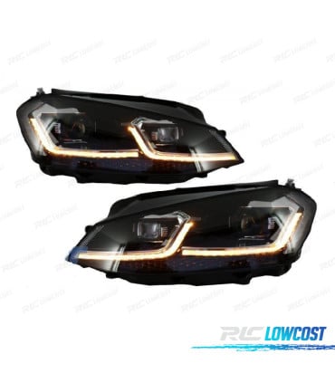 FAROS VOLKSWAGEN VW GOLF 7 12-17 DRL DINAMICOS NEGROS LOOK 7.5 R LINE