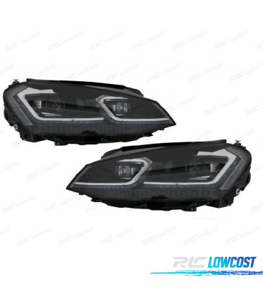 FAROS VOLKSWAGEN VW GOLF 7 12-17 DRL DINAMICOS NEGROS LOOK 7.5 R LINE