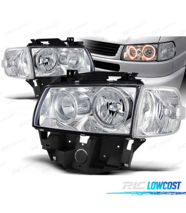 FAROS PARA VOLKSWAGEN VW T4 MULTIVAN 97-03 OJOS ANGEL CROMADOS
