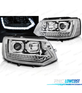 FAROS PARA VOLKSWAGEN VW T5 10-15 TRU DRL DINÁMICOS LOOK VOLKSWAGEN VW T6 CROMADOS