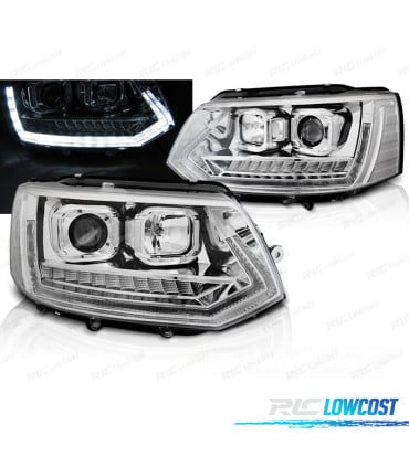 FAROS PARA VOLKSWAGEN VW T5 10-15 TRU DRL DINÁMICOS LOOK VOLKSWAGEN VW T6 CROMADOS