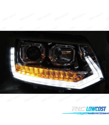 FAROS PARA VOLKSWAGEN VW T5 10-15 TRU DRL DINÁMICOS LOOK VOLKSWAGEN VW T6 CROMADOS