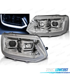 FAROS PARA VOLKSWAGEN VW T5 10-15 CROMADOS TUBE LIGHT INTERMITENTE DINÁMICO
