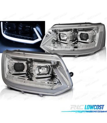 FAROS PARA VOLKSWAGEN VW T5 10-15 CROMADOS TUBE LIGHT INTERMITENTE DINÁMICO