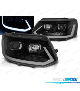 FAROS PARA VOLKSWAGEN VW T5 10-15 NEGROS TUBE LIGHT CON INTERMITENTES LED DINAMICO