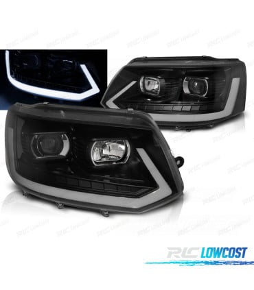 FAROS PARA VOLKSWAGEN VW T5 10-15 NEGROS TUBE LIGHT CON INTERMITENTES LED DINAMICO