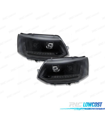 FAROS PARA VOLKSWAGEN VW T5 GP 09-14 DRL CON INTERMITENTE LED DINAMICO NEGRO PIANO
