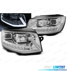 FAROS PARA VOLKSWAGEN VW T6 15-19 TUBE LIGHT LED SEQ DRL CROMADOS