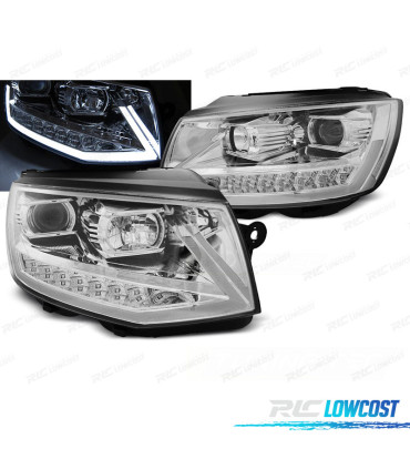 FAROS PARA VOLKSWAGEN VW T6 15-19 TUBE LIGHT LED SEQ DRL CROMADOS