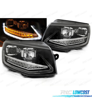 FAROS PARA VOLKSWAGEN VW T6 15-19 TRU DRL CON INTERMITENTE LED DINAMICO NEGROS