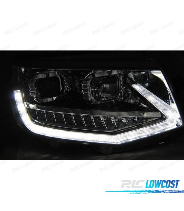 FAROS PARA VOLKSWAGEN VW T6 15-19 TRU DRL CON INTERMITENTE LED DINAMICO NEGROS