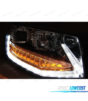 FAROS PARA VOLKSWAGEN VW T6 15-19 TRU DRL CON INTERMITENTE LED DINAMICO NEGROS