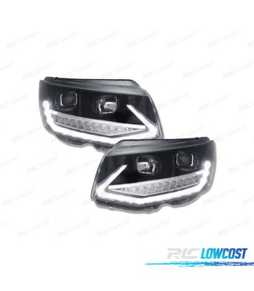 FAROS PARA VOLKSWAGEN VW T6 15-19 DRL CON INTERMITENTE LED DINAMICO NEGRO PIANO
