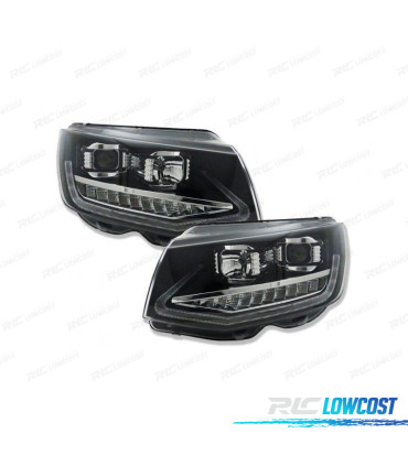 FAROS PARA VOLKSWAGEN VW T6 15-19 DRL NEGROS CON INTERMITENTE LED DINAMICO
