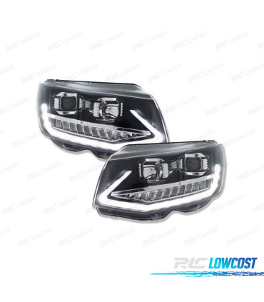 FAROS VOLKSWAGEN VW T6 15-19 DRL NEGROS CON INTERMITENTE LED DINAMICO