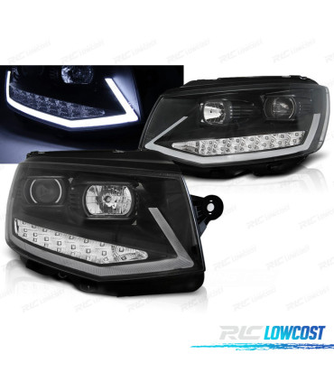 FAROS VOLKSWAGEN VW T6 15-19 TRU DRL NEGROS CON INTERMITENTE LED
